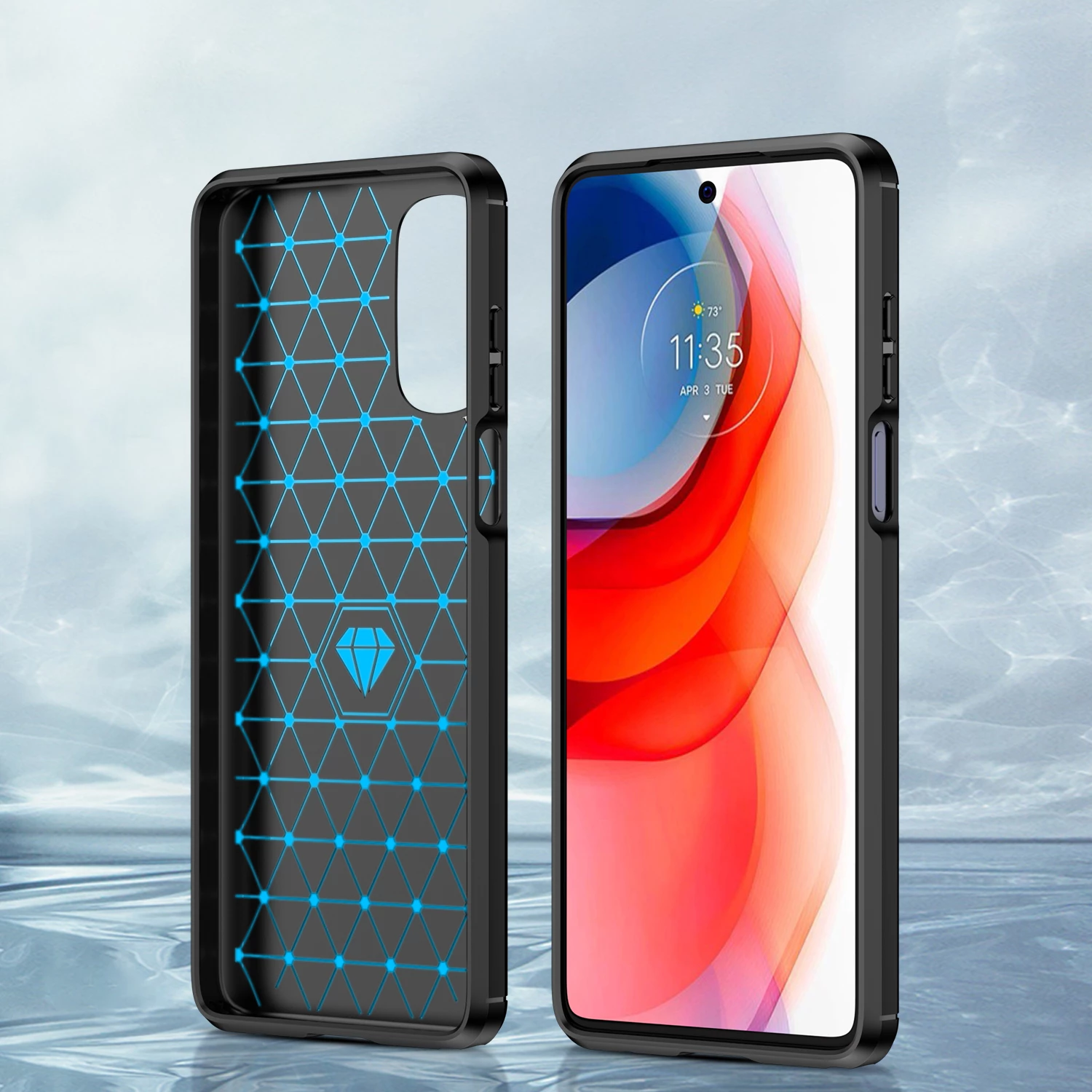 Mbështjellës Hurtel Carbon Case për Motorola Moto G Stylus 5G 2022, i zi