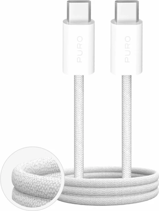 kabllo USB-C në USB-C Puro Fabrik 4 60W, 2 metra, e bardhë