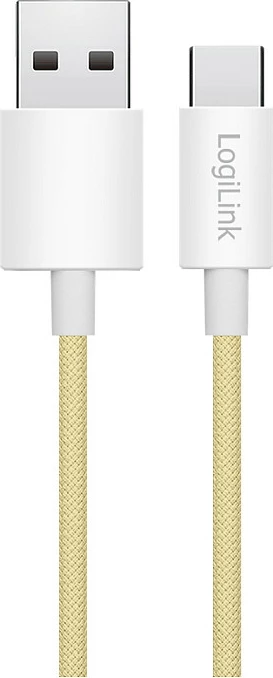 Kabllo USB LogiLink USB-A në USB-C, USB 2.0, 0.5 m, 60W, najlon, e verdhë