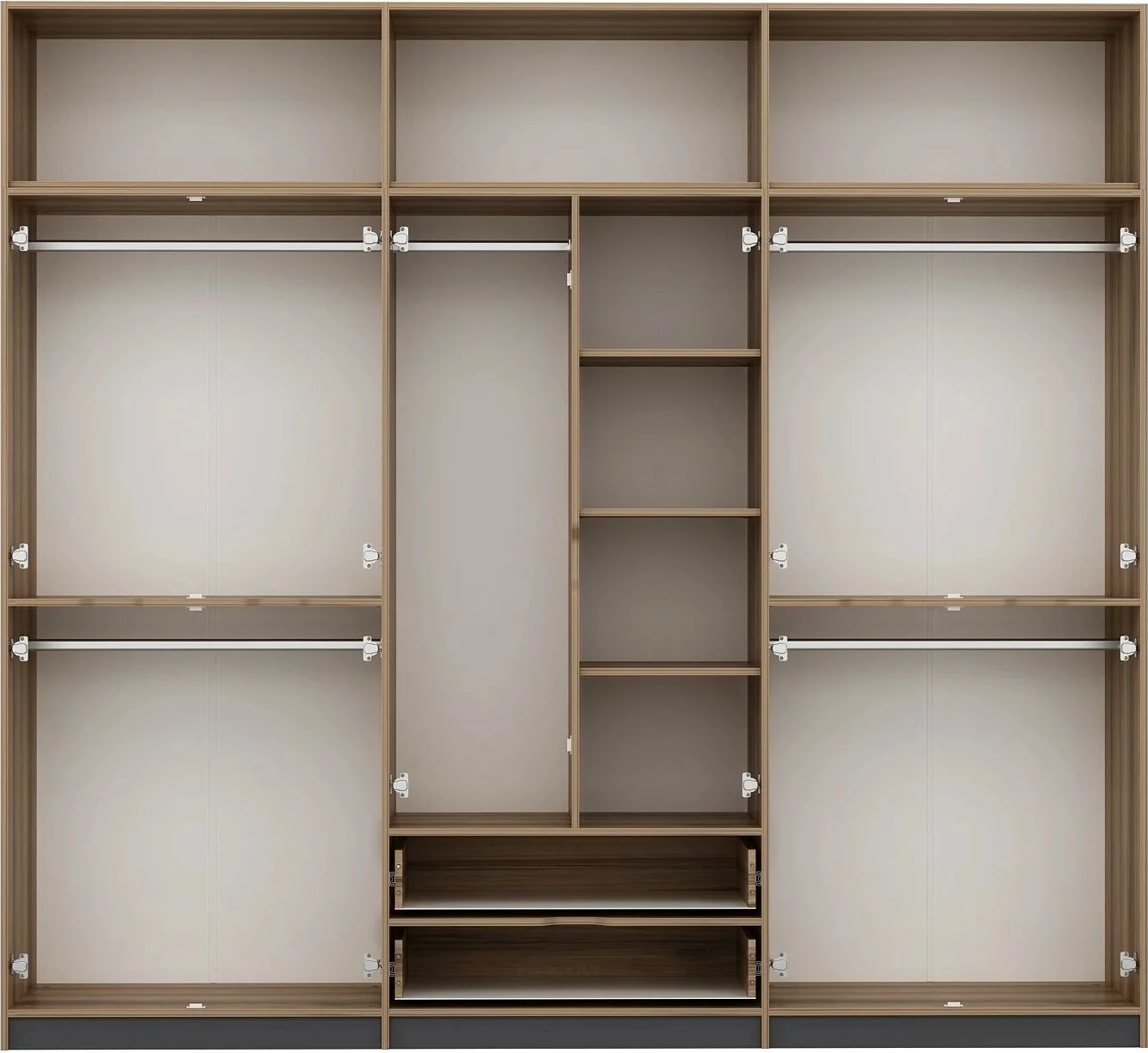 Dollap rrobash Skye Decor Elina, anthracite dhe dore, 277x253x52 cm