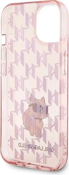 Mbështjellës Karl Lagerfeld Monogram Choupette për iPhone 15, Rozë