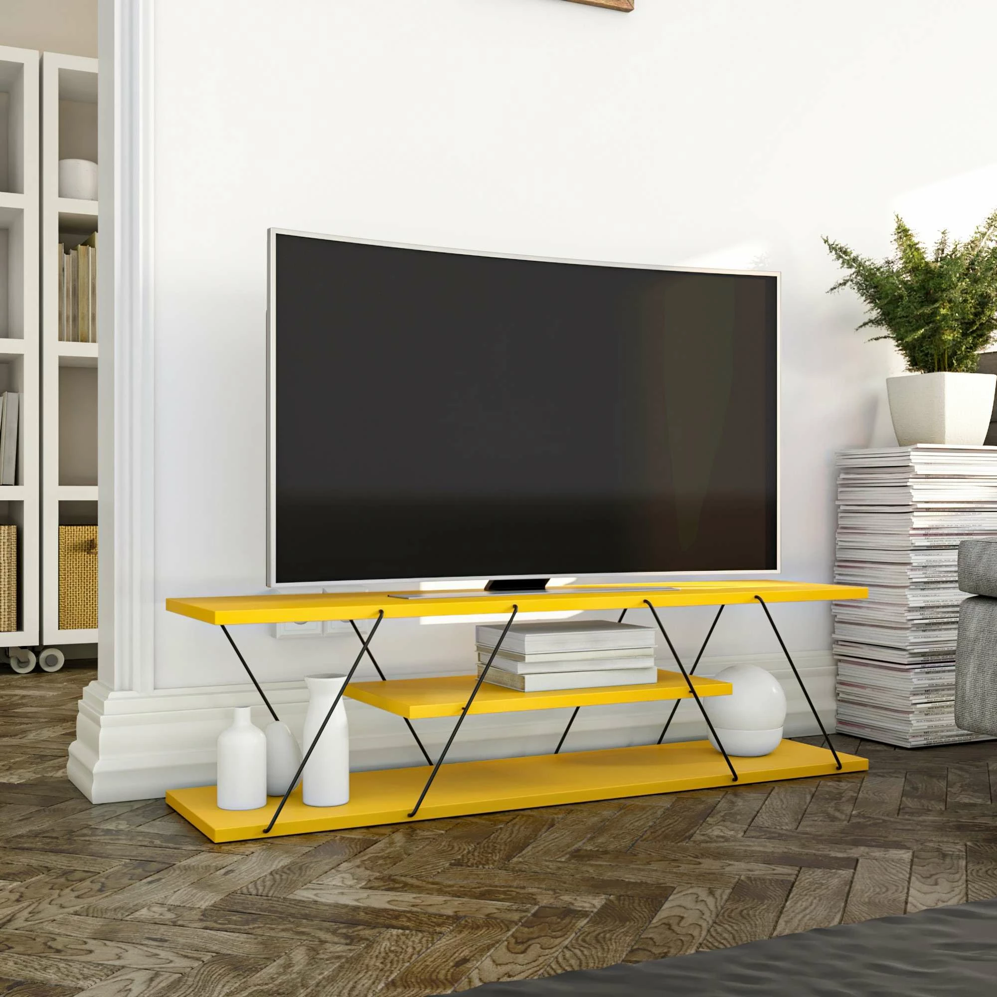 Komodë TV Hanah Home, Canaz v2, e verdhë