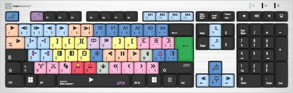 Tastierë LogicKeyboard Avid Media Composer FR, USB, full-size, AZERTY, argjend