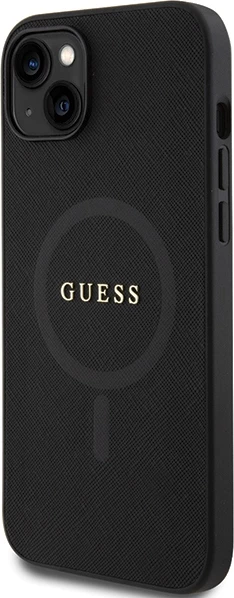 Mbështjellës Guess GUHMP15MPSAHMCK për iPhone 15 Plus 6.7", Saffiano MagSafe, zi