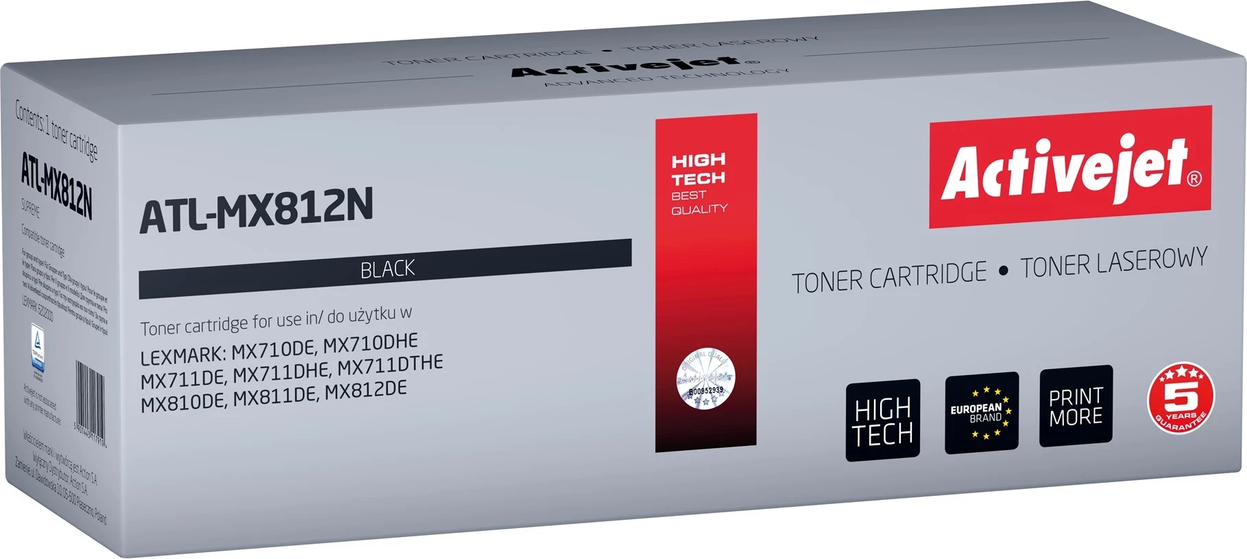 Toner zëvendësues Activejet ATL-MX812N për printer Lexmark, i zi