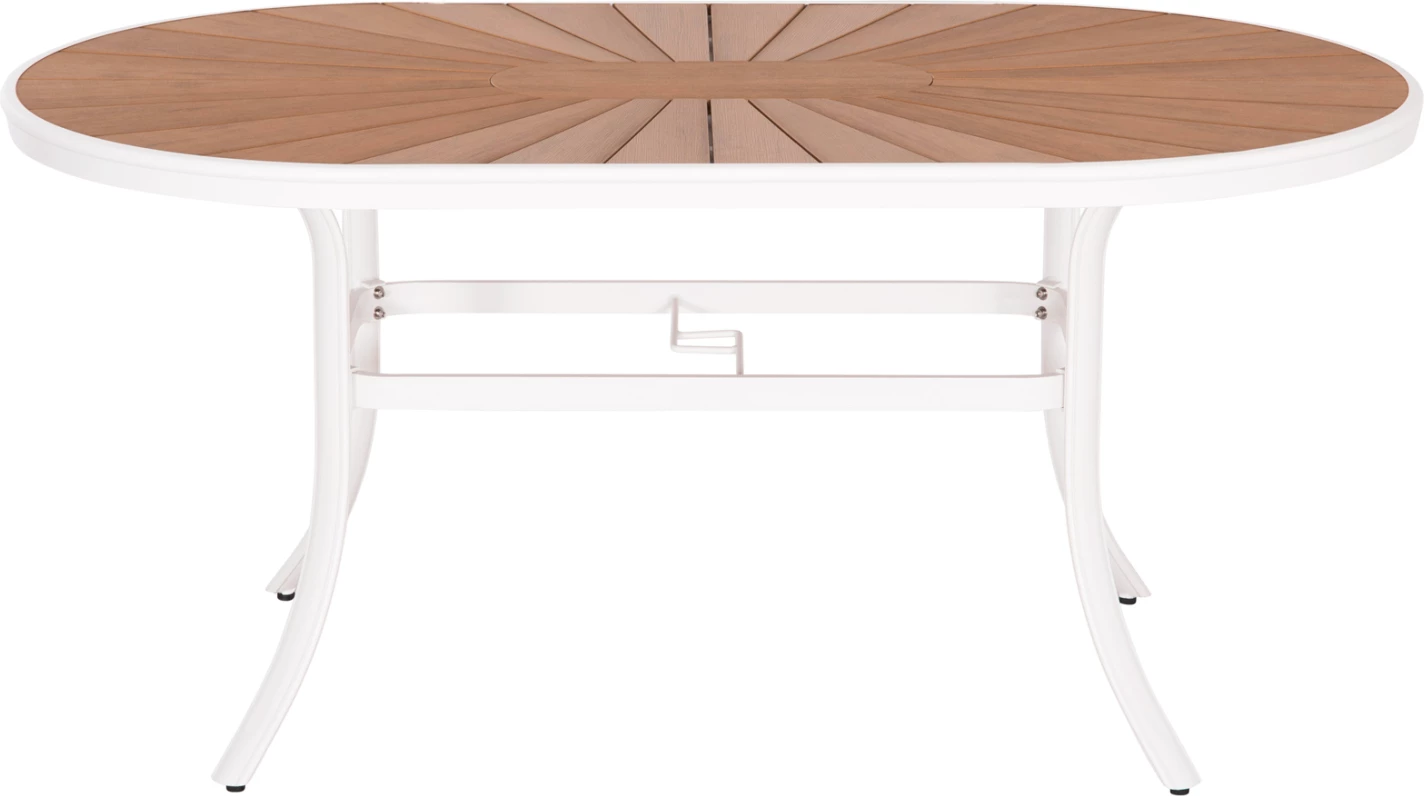 Tavolinë për terasë TELAMO FH6288.02 alumin në të bardhë & sipërfaqe tavoline polywood 160x90Χ73.5cm