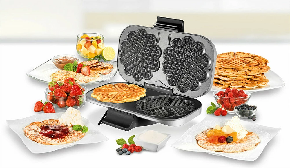 Aparat vaflash UNOLD 48241, metal, 2 vafla, termostat i rregullueshëm, ngjyrë e zezë