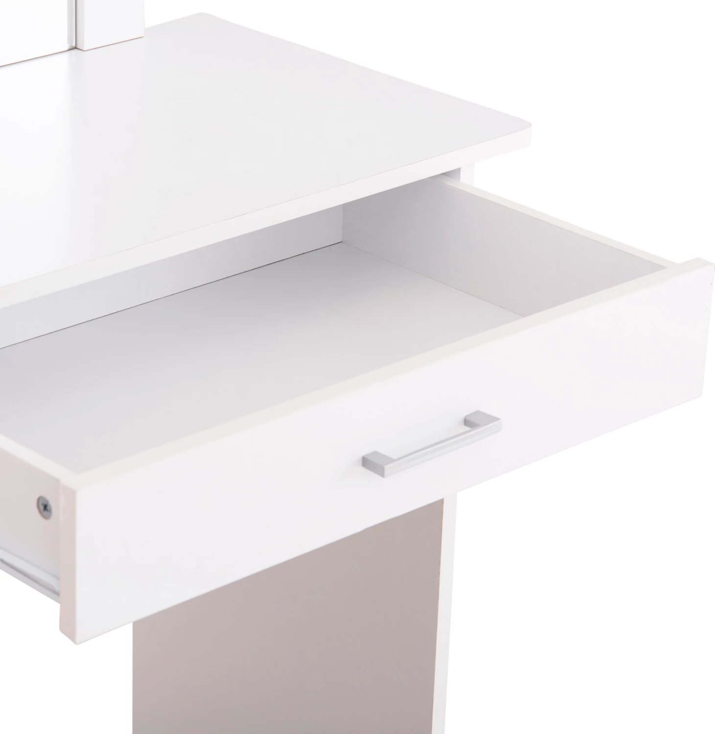 Set tavolinë grimi me pasqyrë dhe karrige CRYSTEL, 74x39x155H cm, e bardhë