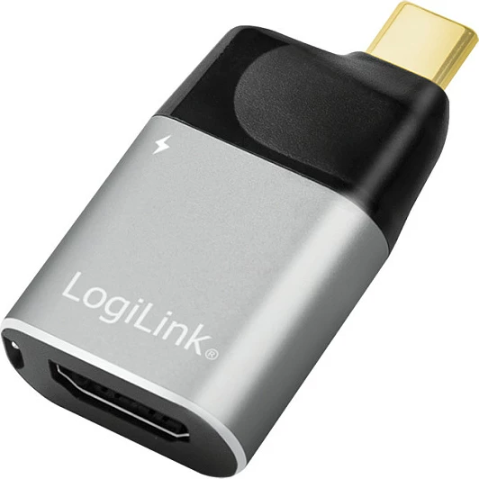 Adapter USB-C LogiLink USB 3.2 Gen2, HDMI 4K/60Hz, USB-C PD, alumin, zi/hirtë