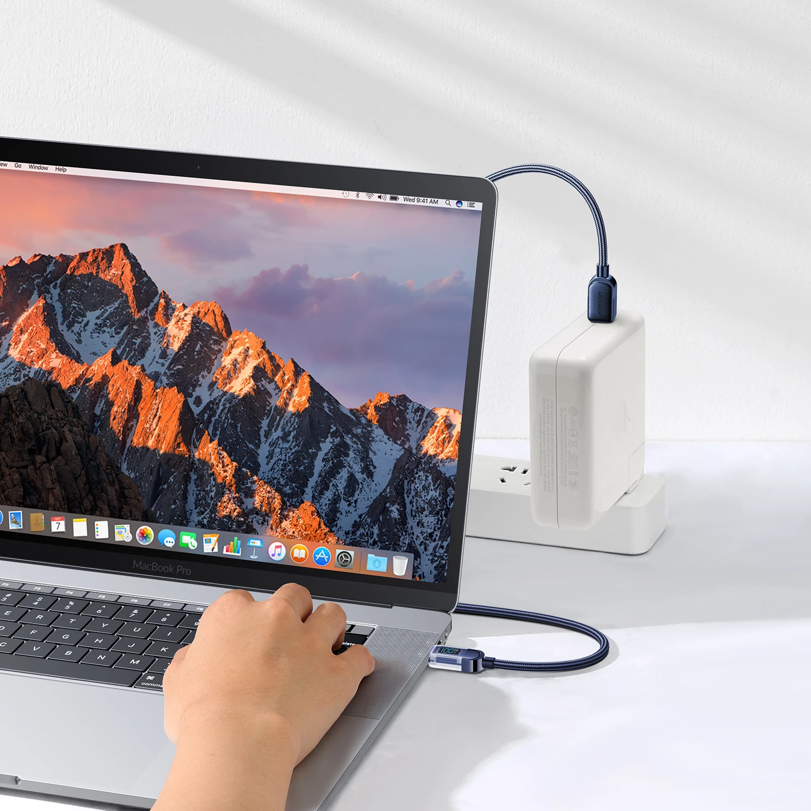 Kabllo USB-C në USB-C Joyroom A4 S-CC100A4 me ekran, 1.2m, 100W, Blu