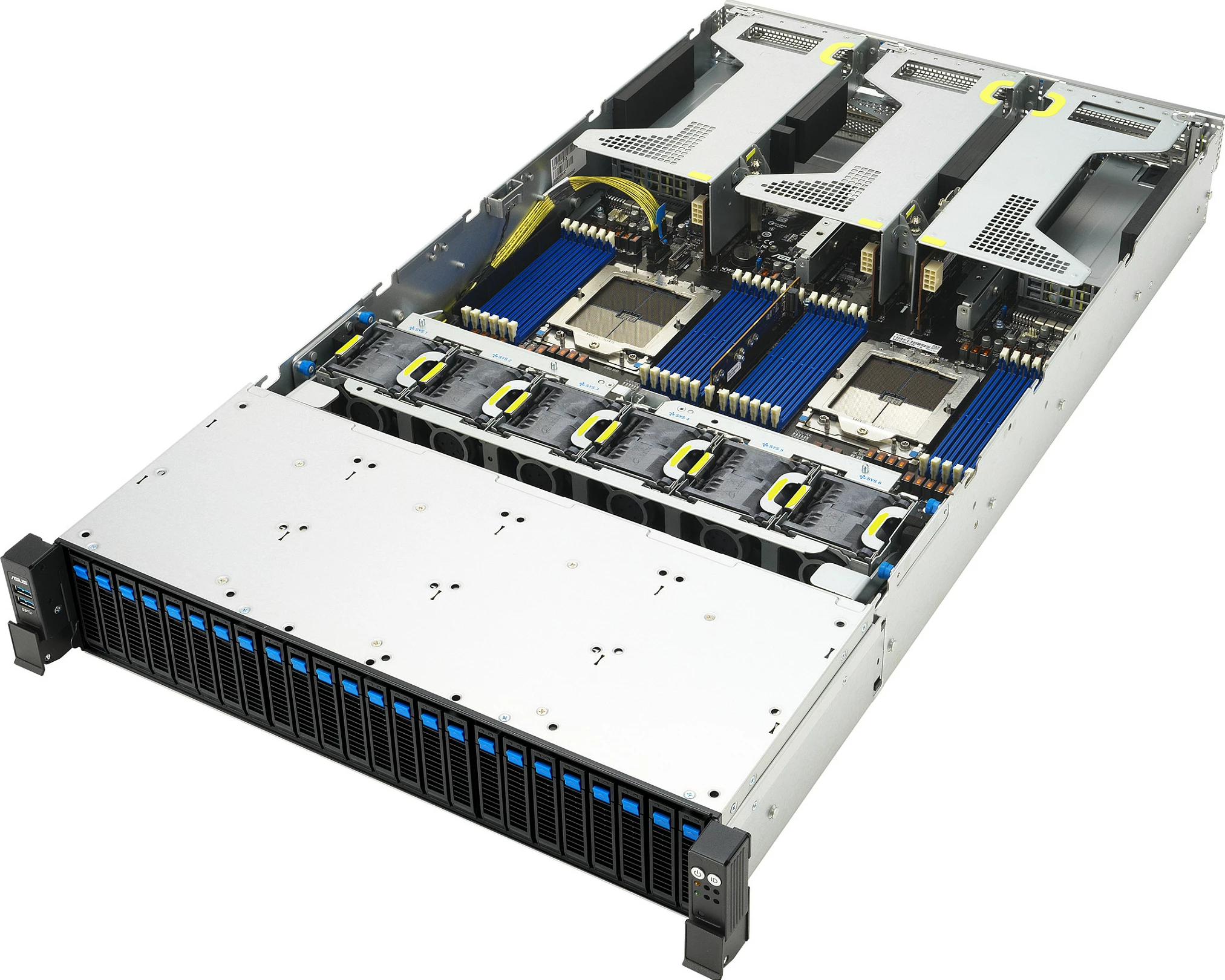 Server rack ASUS RS720A-E13-RS24G, 2U, Socket SP5, dual AMD EPYC, DDR5, 24x hot-swap, 80 PLUS Titanium, i zi/argjendtë