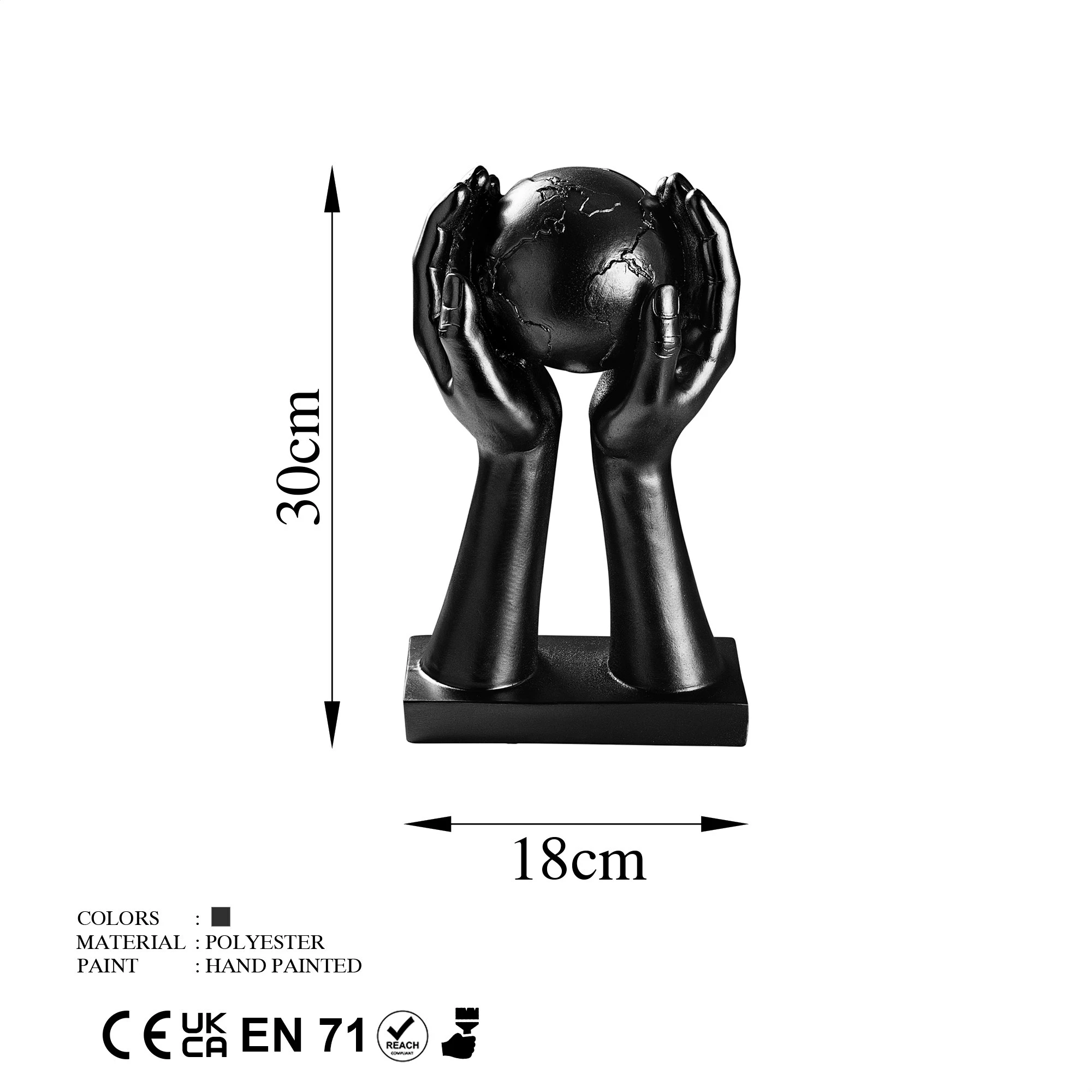 Objekt dekorativ Aberto Design, Global, i zi, 18x30x9cm