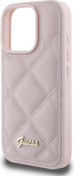 Mbështjellës Guess Quilted Metal për iPhone 16 Pro, Rozë