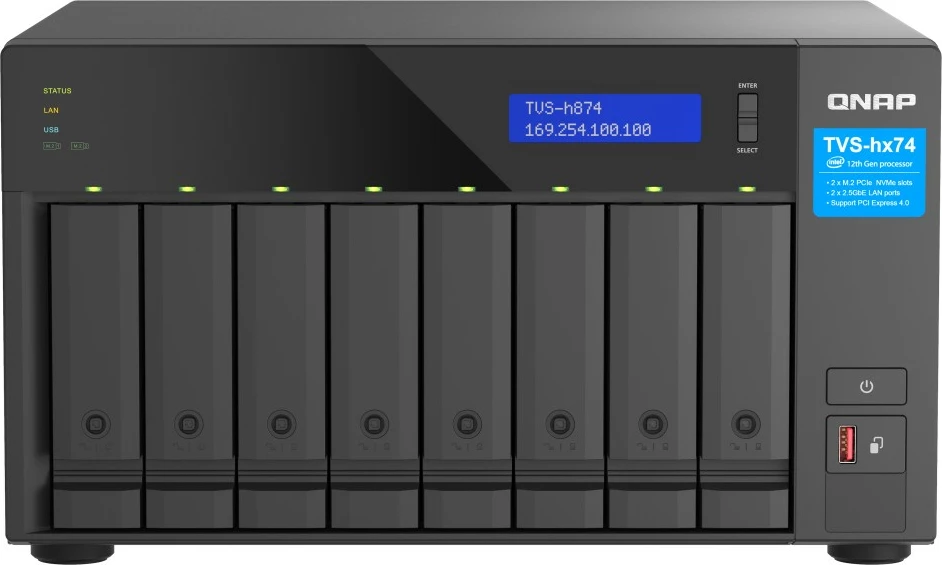 NAS QNAP TVS-H874X-I9-64G, Intel Core i9-12900, 64GB RAM, 8 vende, tower