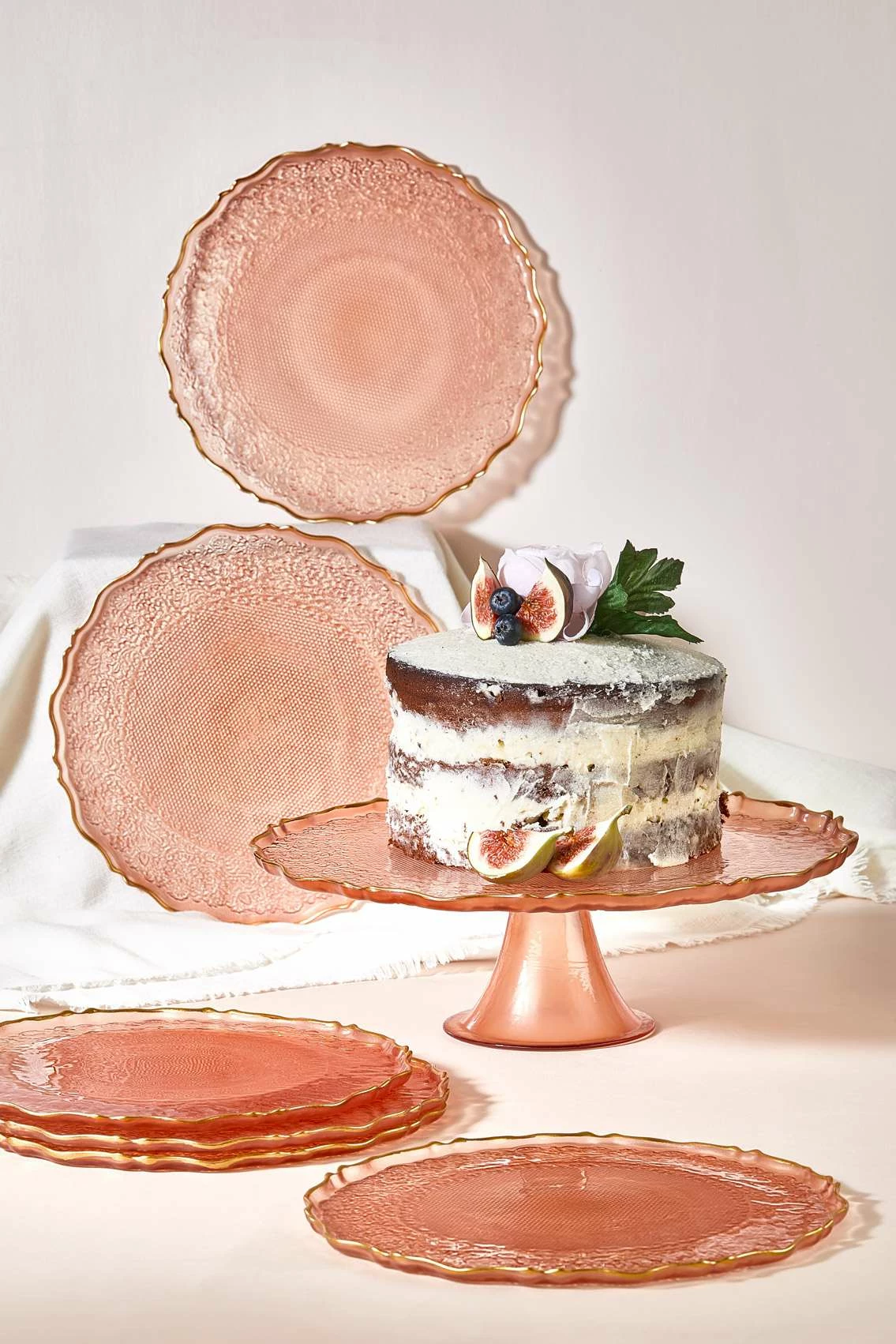 Set pjatash ëmbëlsirash (7 copë), Hermia, Goblen - ngjyrë rozë