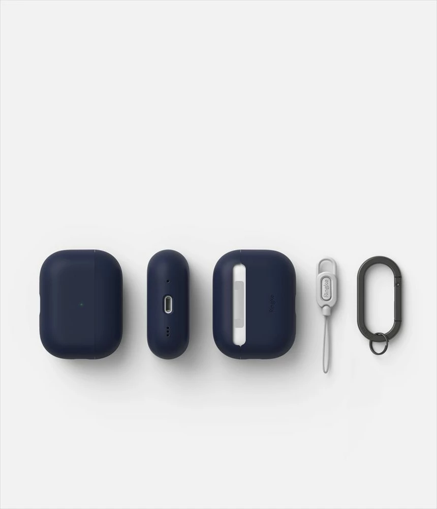 Mbështjellës Ringke për AirPods Pro/Pro 2, Silikon, Blu e errët, me karabinë
