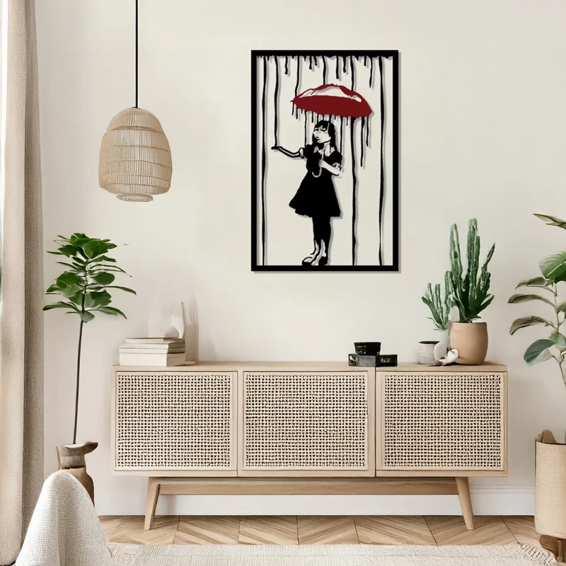 Dekor muri Raino, metal i zi, 35x1.5x50cm