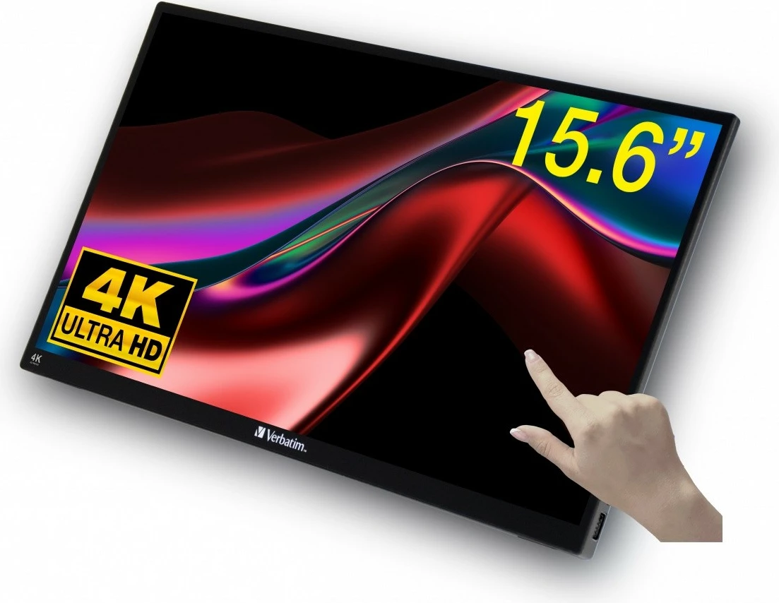 Monitor portabël me prekje, Verbatim, PMT-15-4K, 15.6" 4K UHD IPS 10-point, USB-C/HDMI, zi