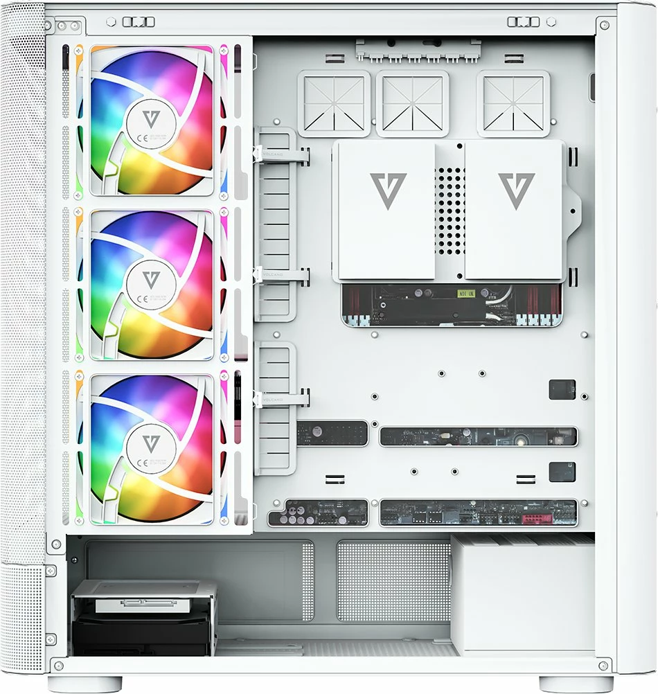 Kasë Modecom Volcano AQ400 ARGB MC-A-AQ400-4FA-W, Midi Tower ATX/mATX/ITX, LCD ekran, 4x120mm ARGB, e bardhë