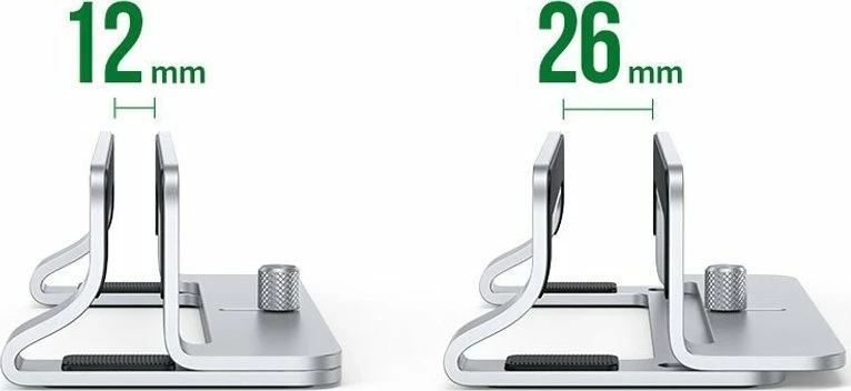 Mbajtëse vertikale për laptop Ugreen 20471B, e rregullueshme 12–26 mm, aliazh zinku, Silver, 1 copë