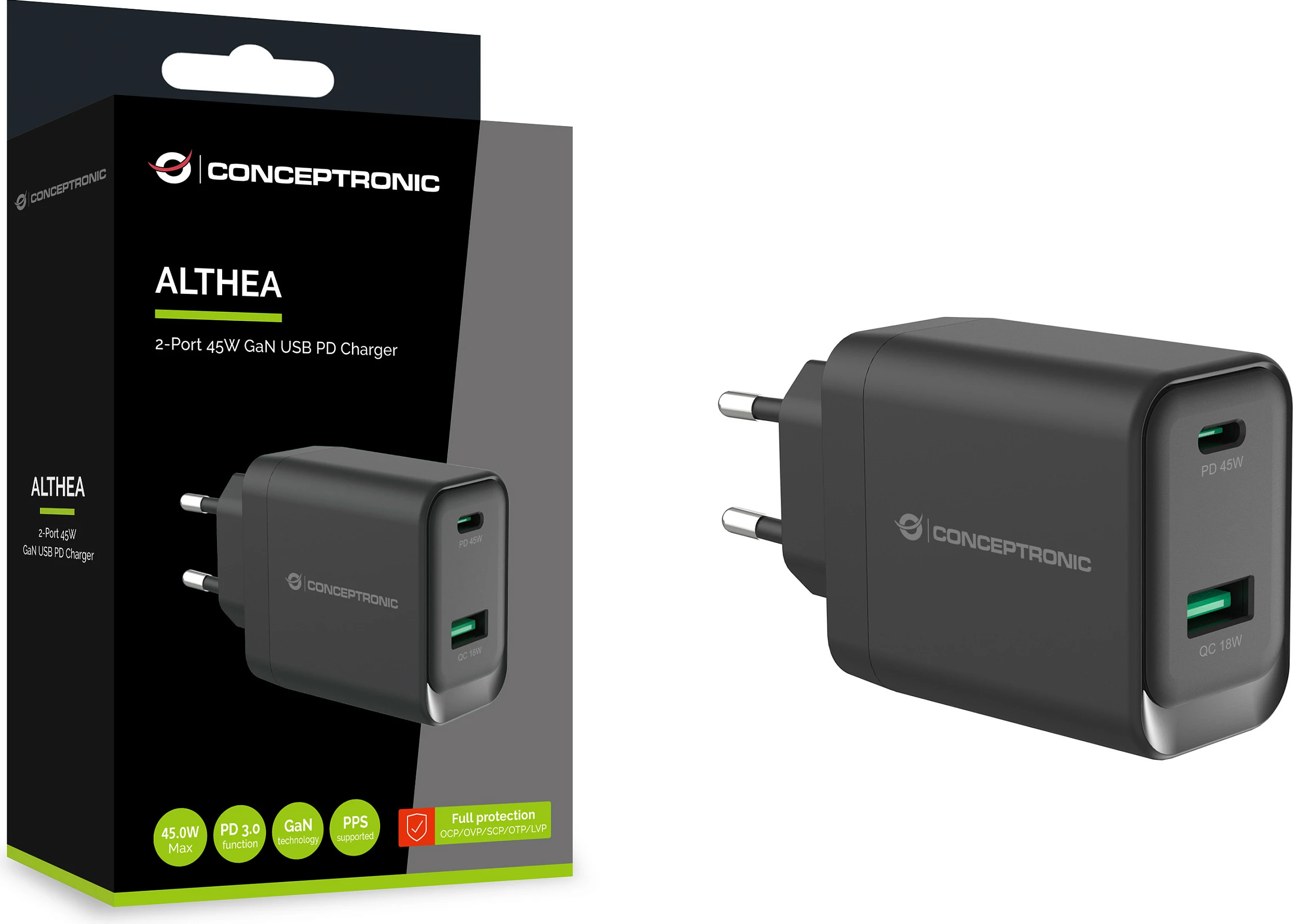 Karikues Conceptronic 2Port GaN 45W PD3.0/PPS USB-C/USB-A, i zi