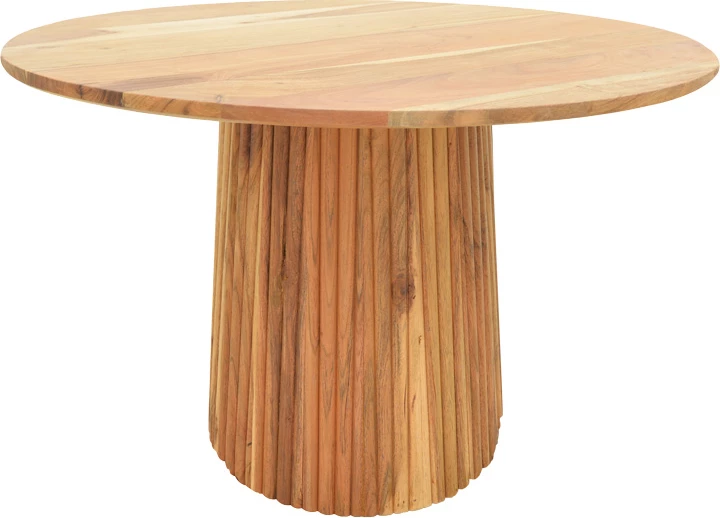 Tavolinë e rrumbullakët Tully, dru akacie i fortë, ngjyrë natyrale, D120x75cm