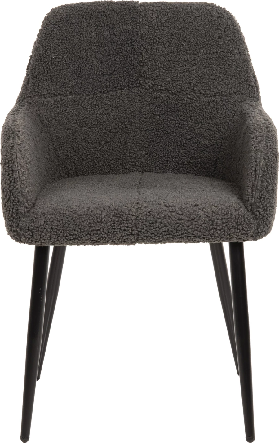 Karrige me krahë SHELLY FH8591.01, pëlhurë TEDDY, këmbë metalike, gri-e zezë, 57x55x87H cm., set prej 2 copë