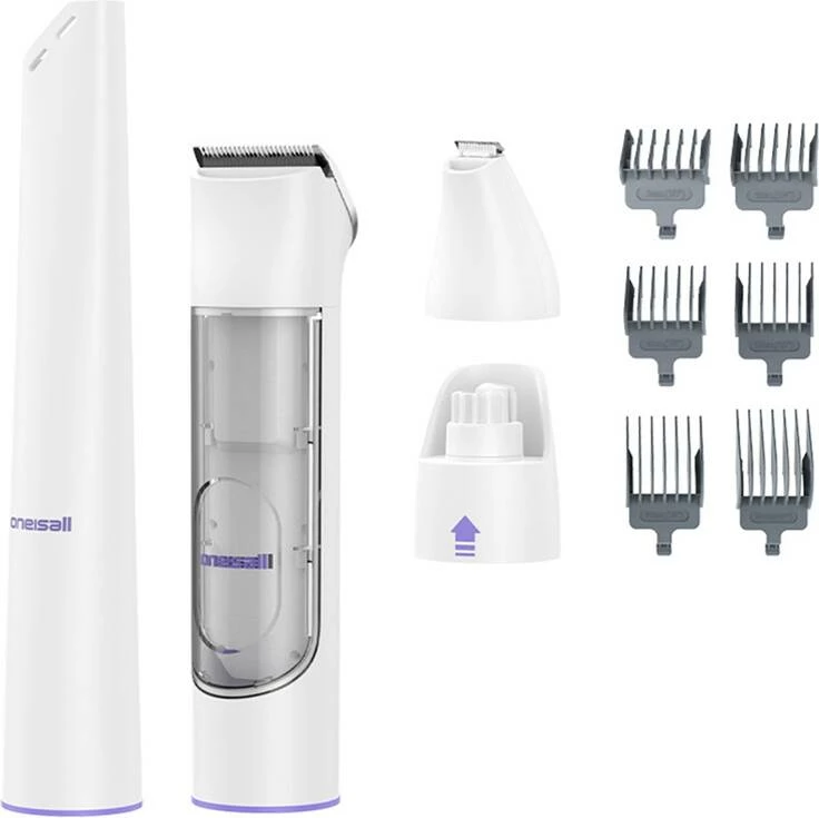 Set për qethje Oneisall BM5 pa kabllo, për kafshë shtëpiake, i bardhë/vjollcë