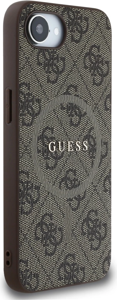 Mbështjellës Guess 4G Ring Classic Logo MagSafe për iPhone 16e, Kafe