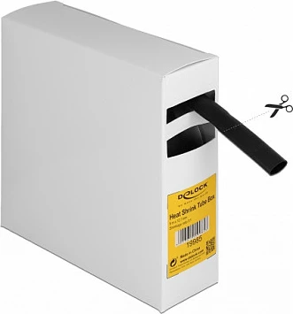 Tub termo tkurrës DeLOCK, 3:1, 5 m x 12.7 mm, me ngjitës të brendshëm, i zi