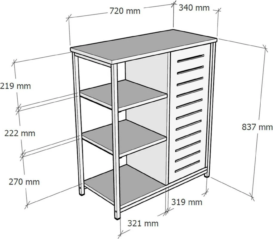 Raft librash Hanah Home, ngjyrë ihlamuri - safir, me kornizë të zezë