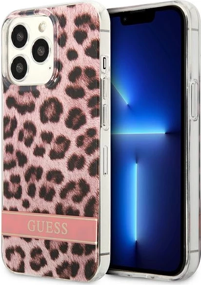 Mbështjellës Guess GUHCP13LHSLEOP për iPhone 13/13 Pro 6.1", hardcase, rozë Leopard