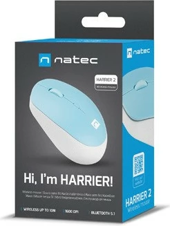 Maus wireless Natec Harrier 2, Bluetooth 5.1, Blu-Bardhë