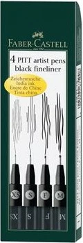 Set lapsa artistike Faber-Castell Pitt Artist Pen 4 copë, e zezë