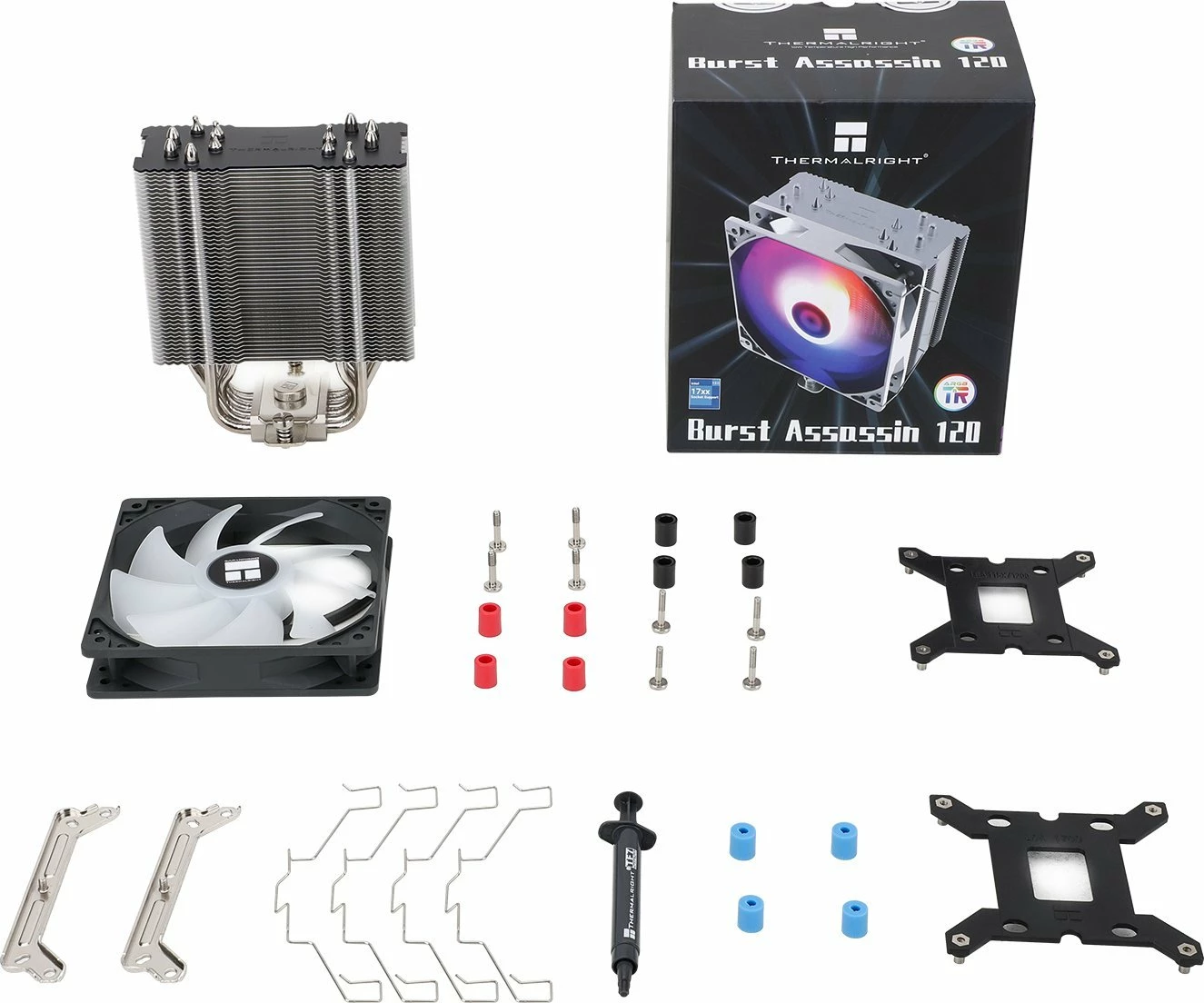 Ftohës CPU Thermalright Burst Assassin 120 ARGB, 120mm, 6 heatpipe, PWM, LGA 1150/1151/1155/1156/1200/1700/1851, AM4/AM5, argjend/zezë