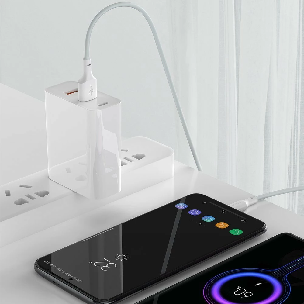 Kabllo USB në USB Type-C Baseus TZCATZJ-02, 1.5m, 40W, Set 2 copë, Bardhë