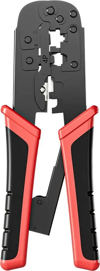 Zaciskarkë krimpimi Unitek ratchet, për konektorë rrjeti CAT6 RJ45/RJ12/RJ11, zi-kuqe