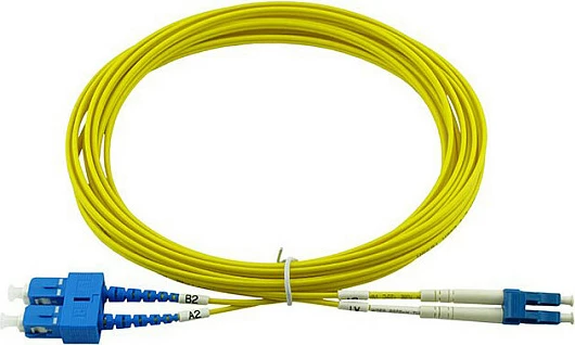 Kabllo patch fiber optike BlueOptics LWL LC/SC, Single-Mode OS2 G.652.D, 1m, LSZH, e verdhë