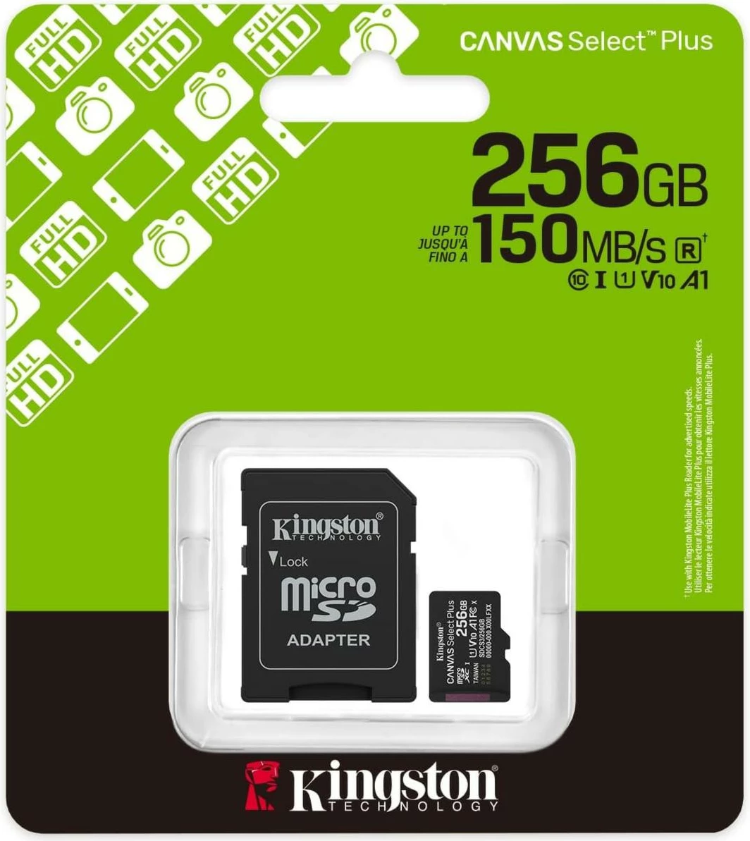MicroSD Kingston 256GB Canvas Select Plus SDCS3/256GB me adapter