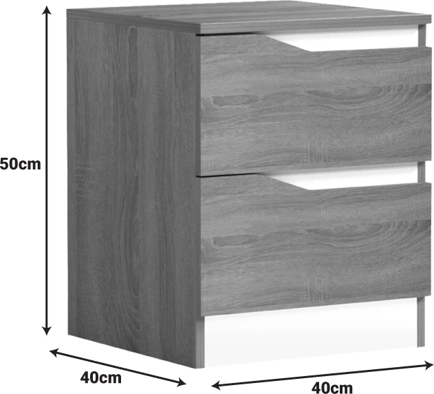 Komodinë anës krevati Verena, sonoma-bardhë, 40x40x50cm