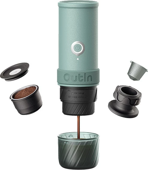 Makina espresso elektrike portative OutIn Mino, bateri 9000 mAh, USB-C, Canyon Green