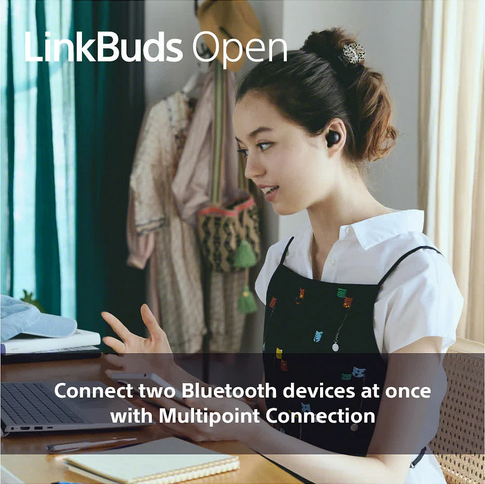 Kufje Sony LinkBuds Open WFL910B, wireless, Bluetooth 5.3, me kuti karikimi, 22 orë, të zeza