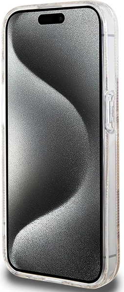 Mbështjellës Guess IML GCube MagSafe për iPhone 15 Pro, kafe