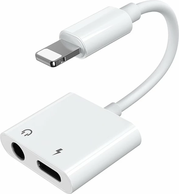 Adapter Joyroom S-Y104, Lightning në 3.5mm jack + Lightning, i bardhë