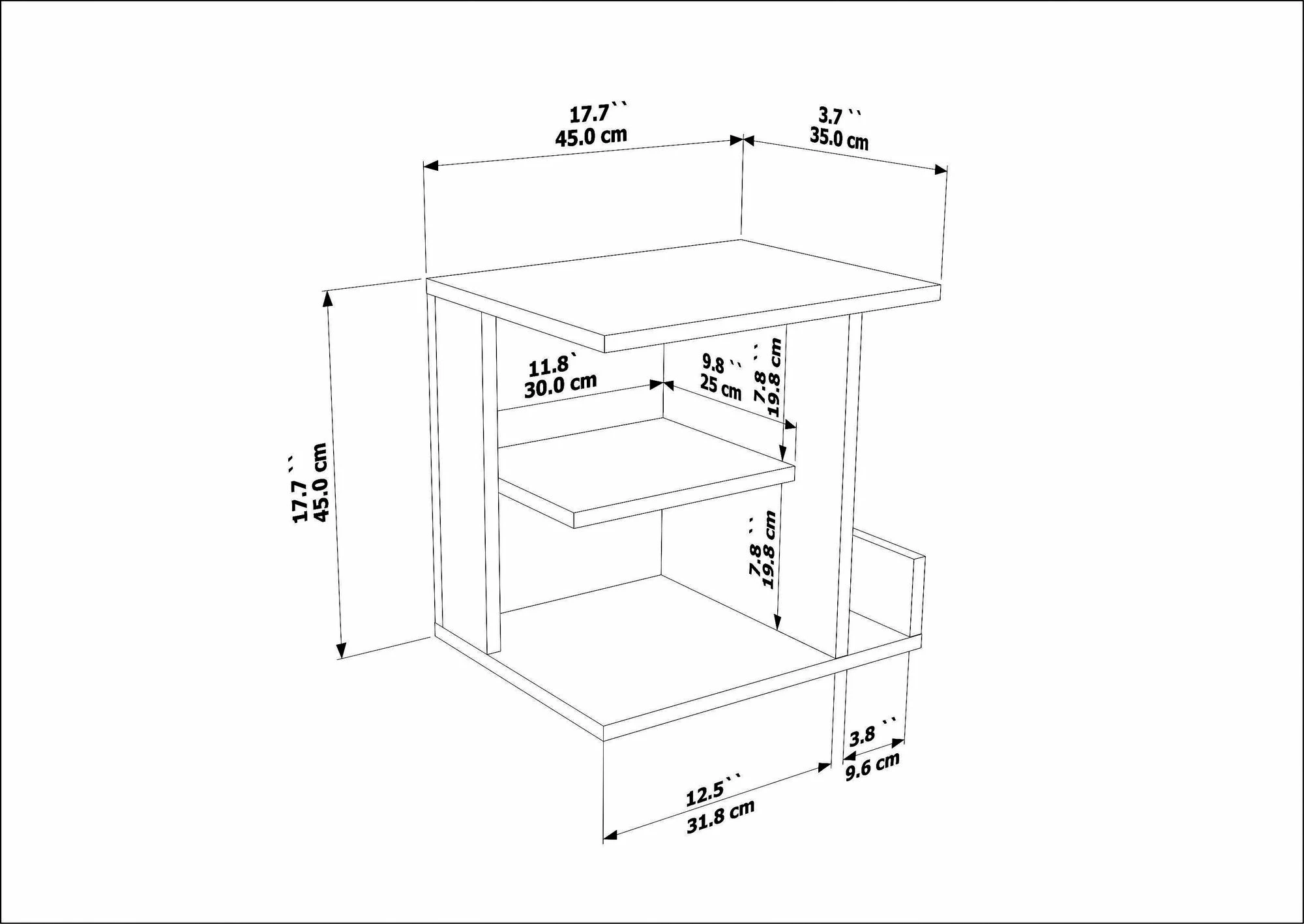 Komodinë Skye Decor, ngjyrë lisi Oud Oak, Karamira