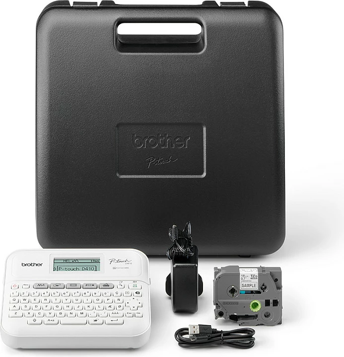 Printer etiketash Brother P-touch PT-D410VP, QWERTY, TZe, 180x180 DPI, me kabllo, i bardhë