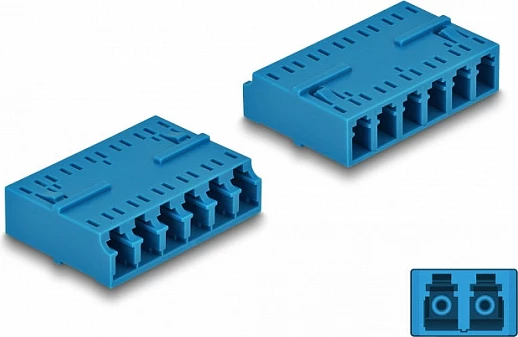 Adapter fibër optik DeLOCK LC/LC Hexaplex, femër-në-femër, 12 porta, HD, blu