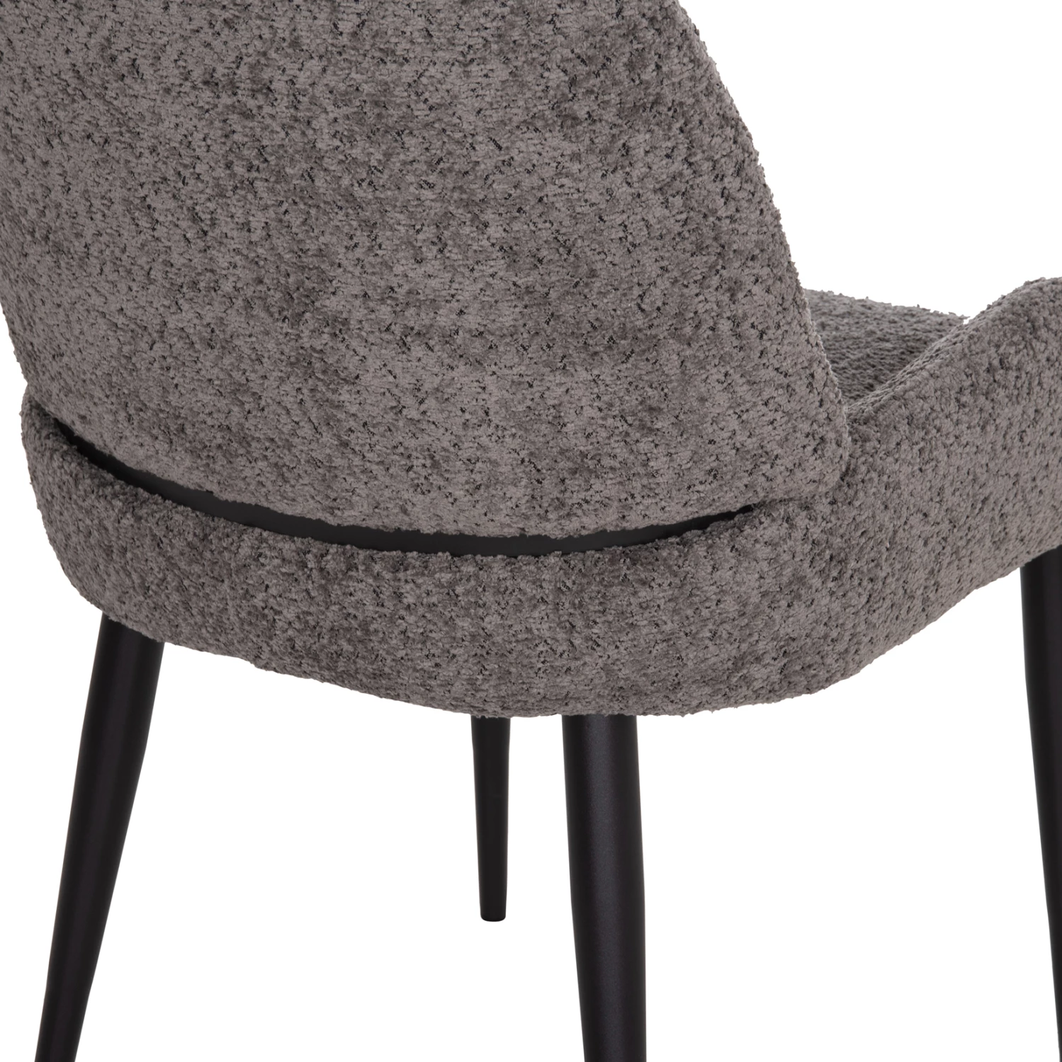 Karrige ngrënieje SARKY, stof boucle gri, këmbë metalike të zeza, FH8585.11, set prej 2 copash, 56x64x88cm