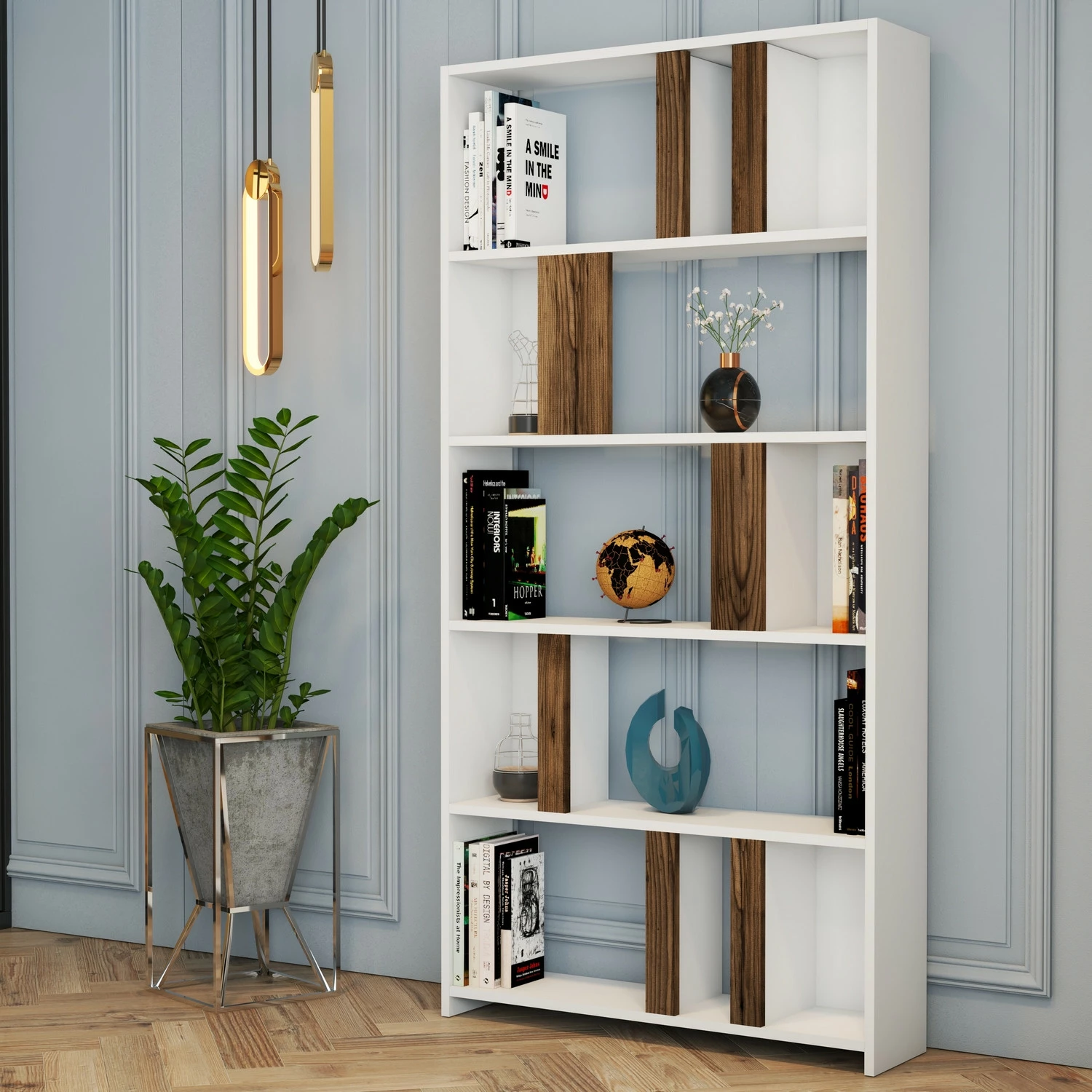 Raft librash Hanah Home, Lima, bardhë dhe arre