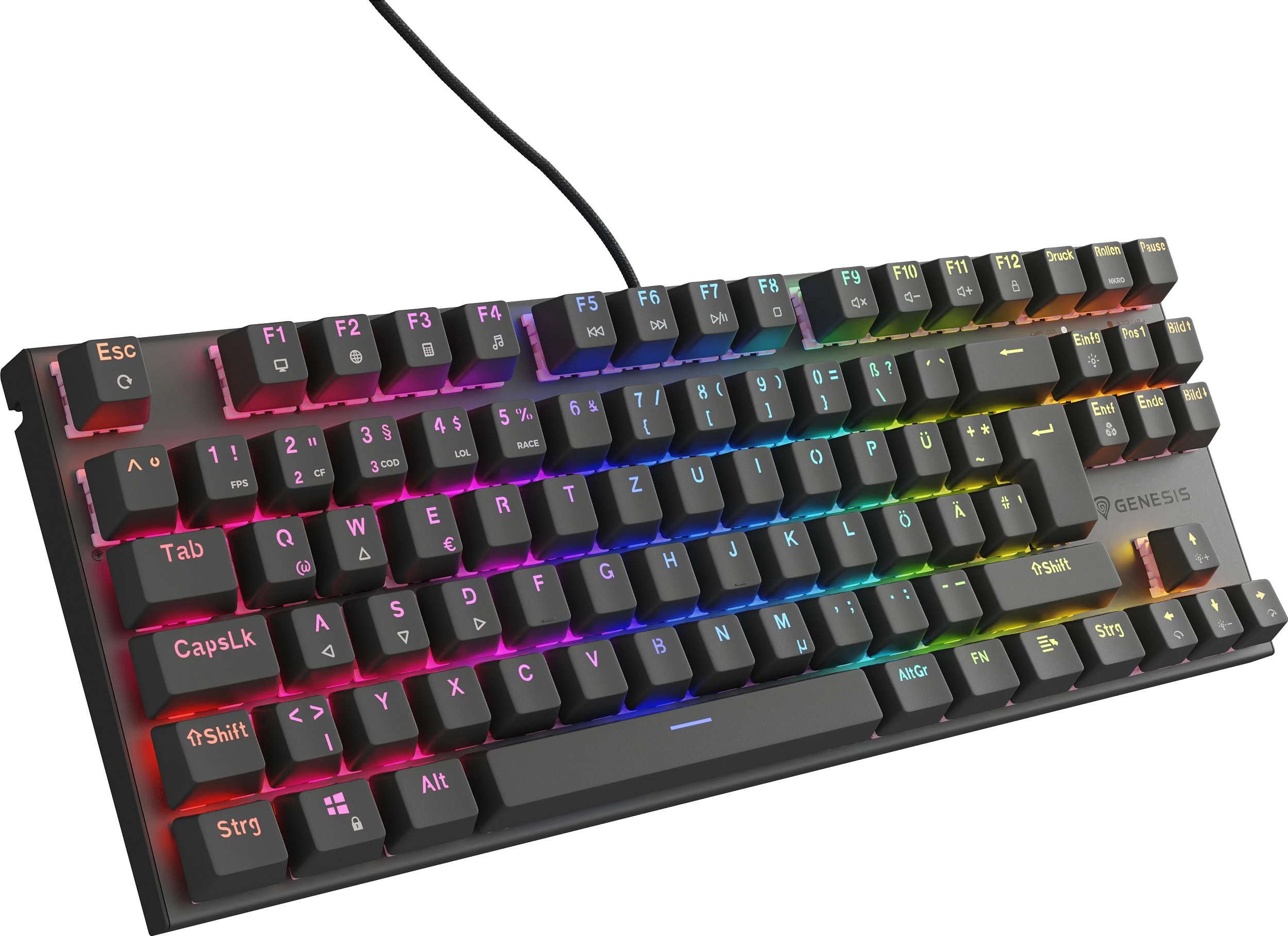 Tastierë gaming Genesis THOR 303 TKL, mekanike, RGB, QWERTZ, e zezë
